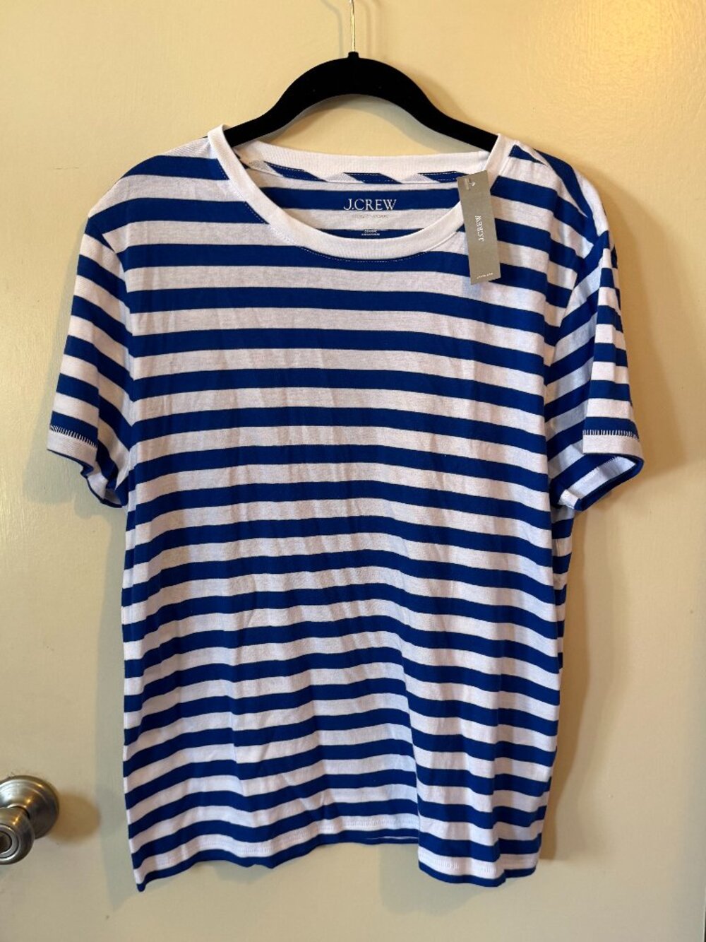 NWT J. Crew Vintage Jersey Blue & White Striped Tee
